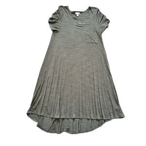 Lularoe Carly Heathered Green Short Sleeve Swing T-Shirt Dress Women Sz S